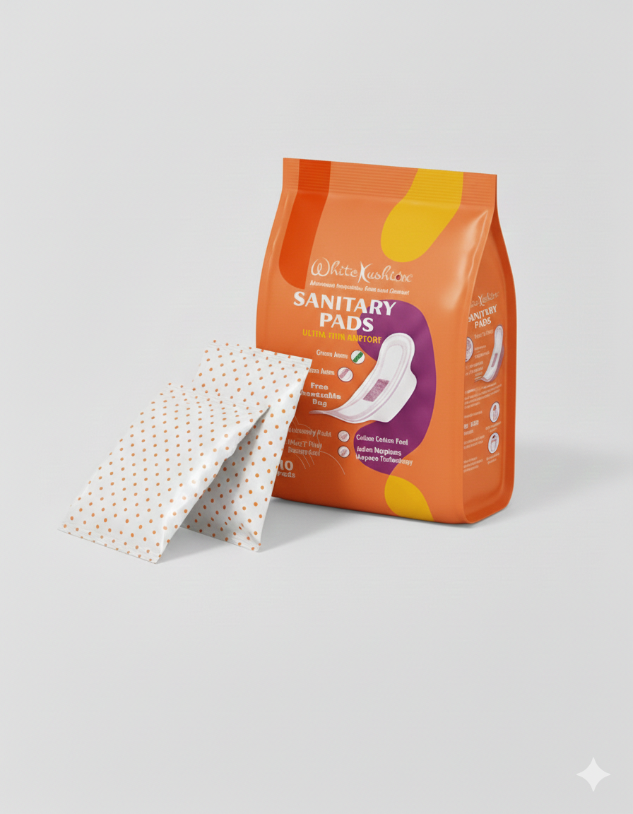 White Kushion Sanitary Pad | Pack of 6 (5+1)