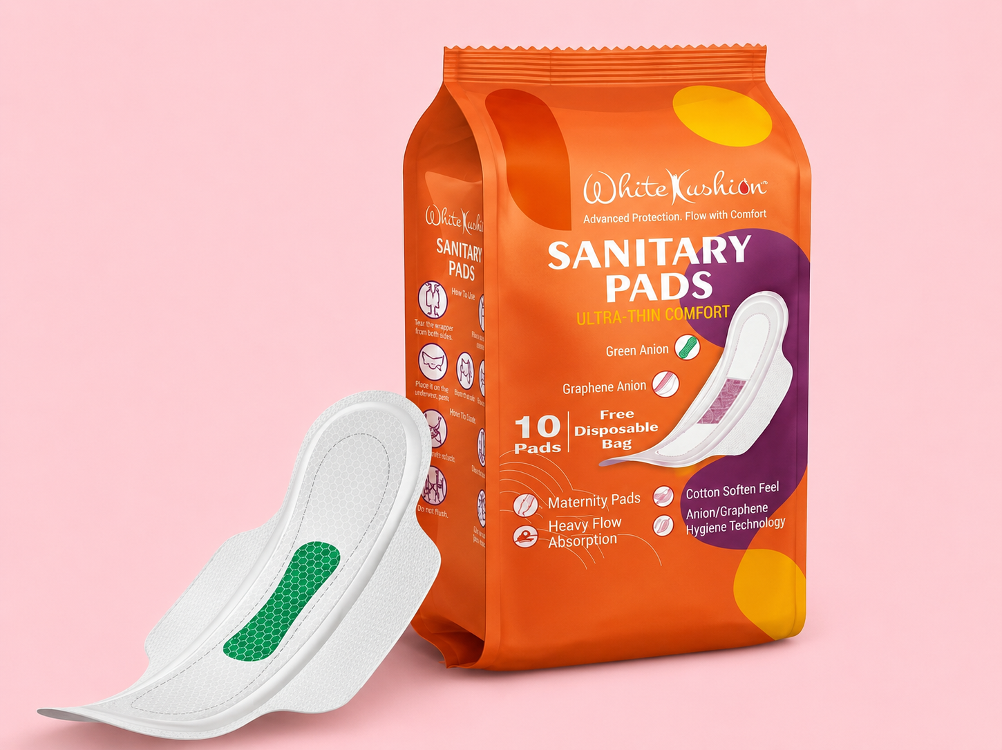 White Kushion Anion Sanitary Pads