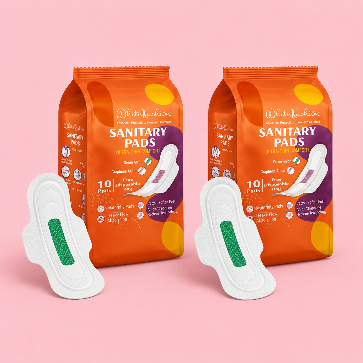 White Kushion Anion Sanitary Pads