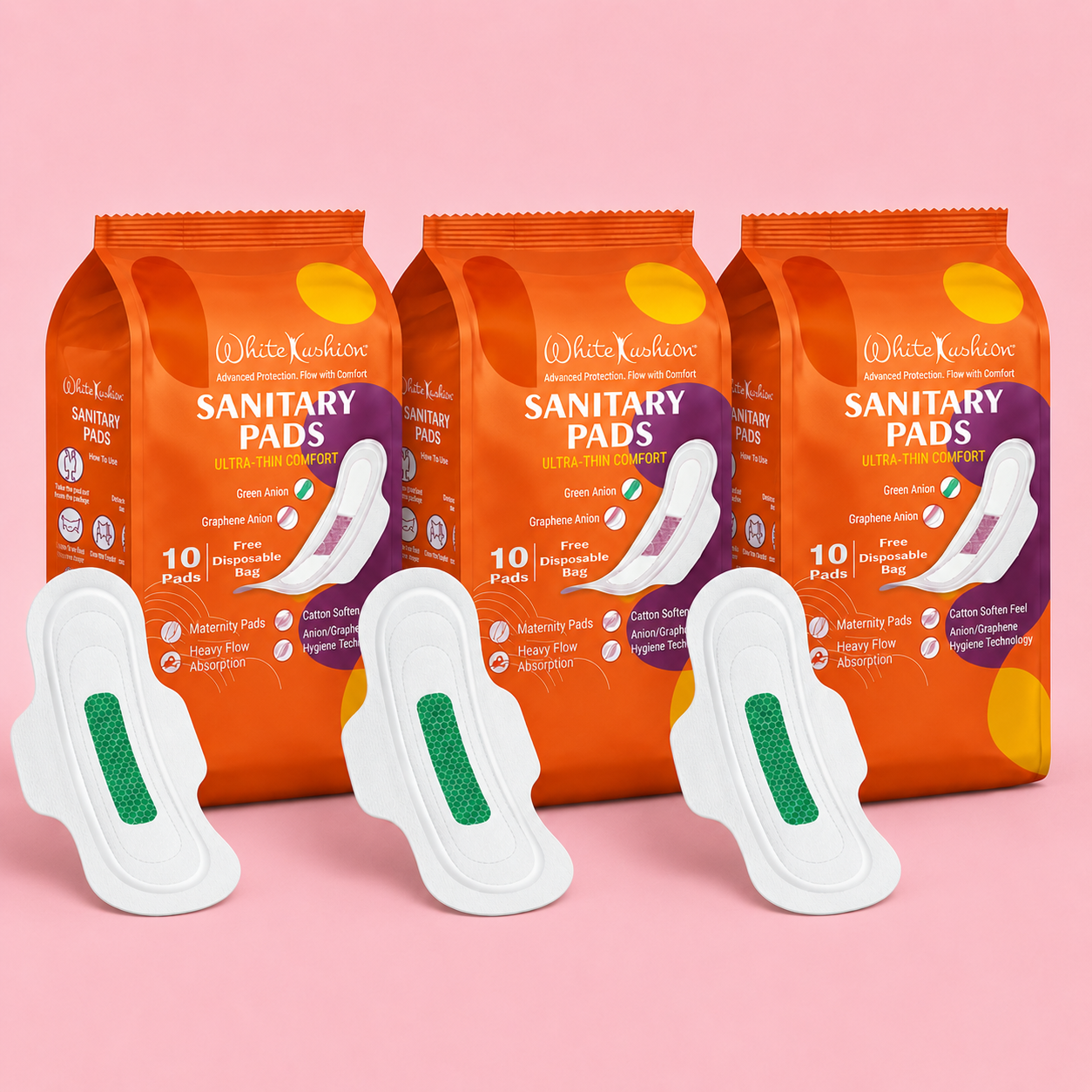 White Kushion Anion Sanitary Pads