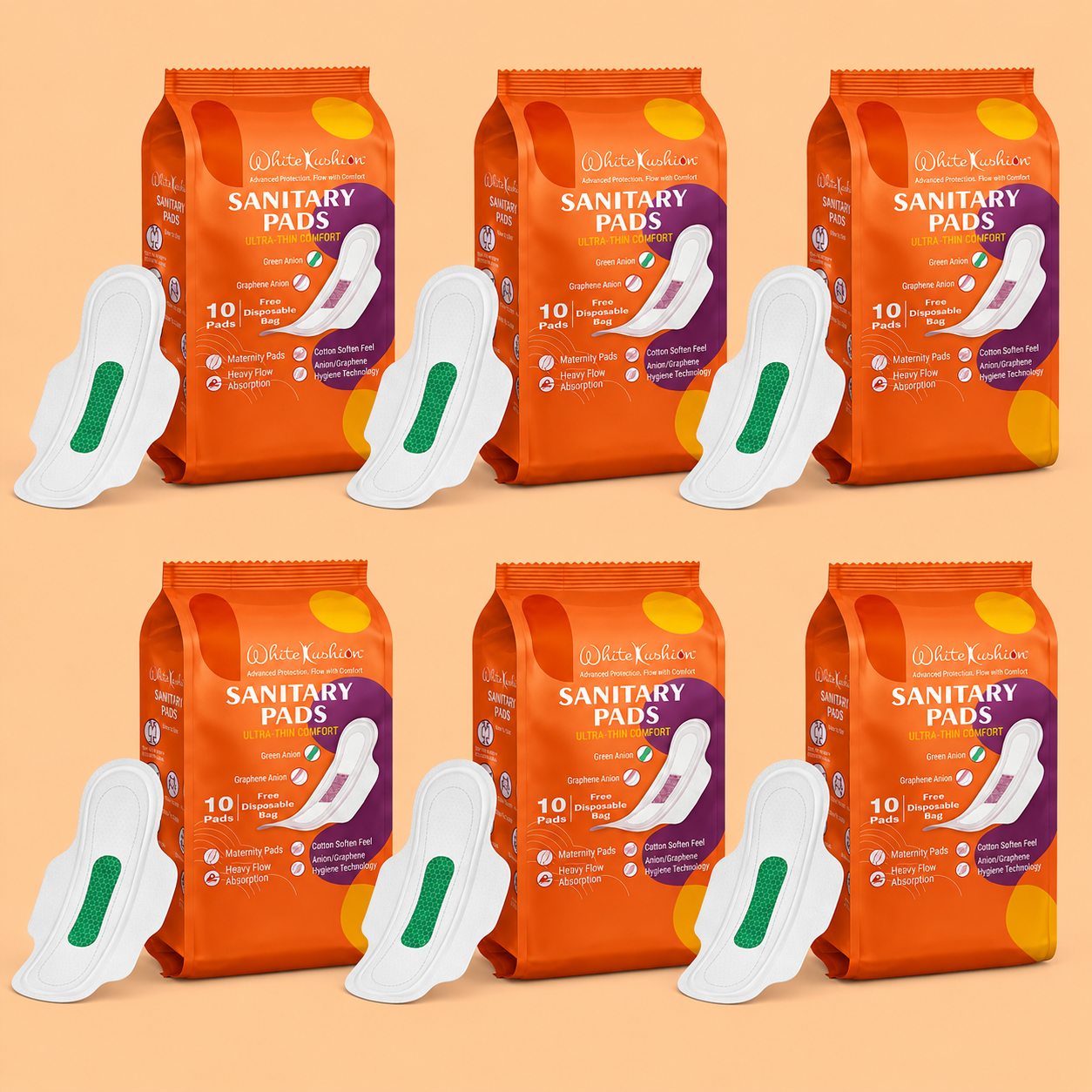 White Kushion Anion Sanitary Pads
