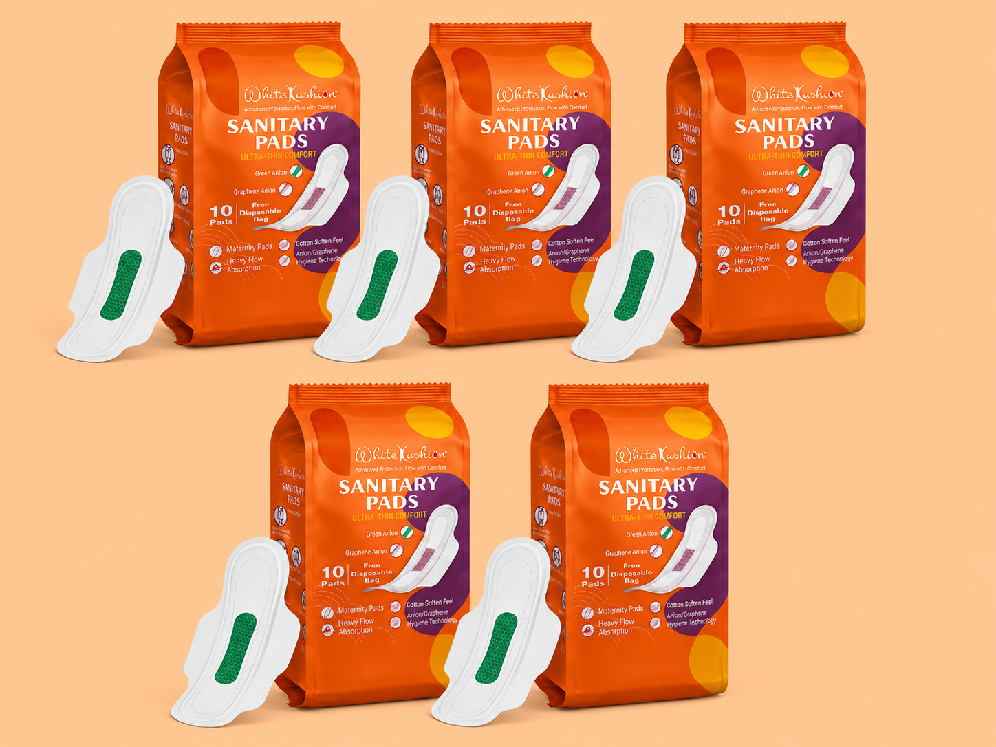 White Kushion Anion Sanitary Pads
