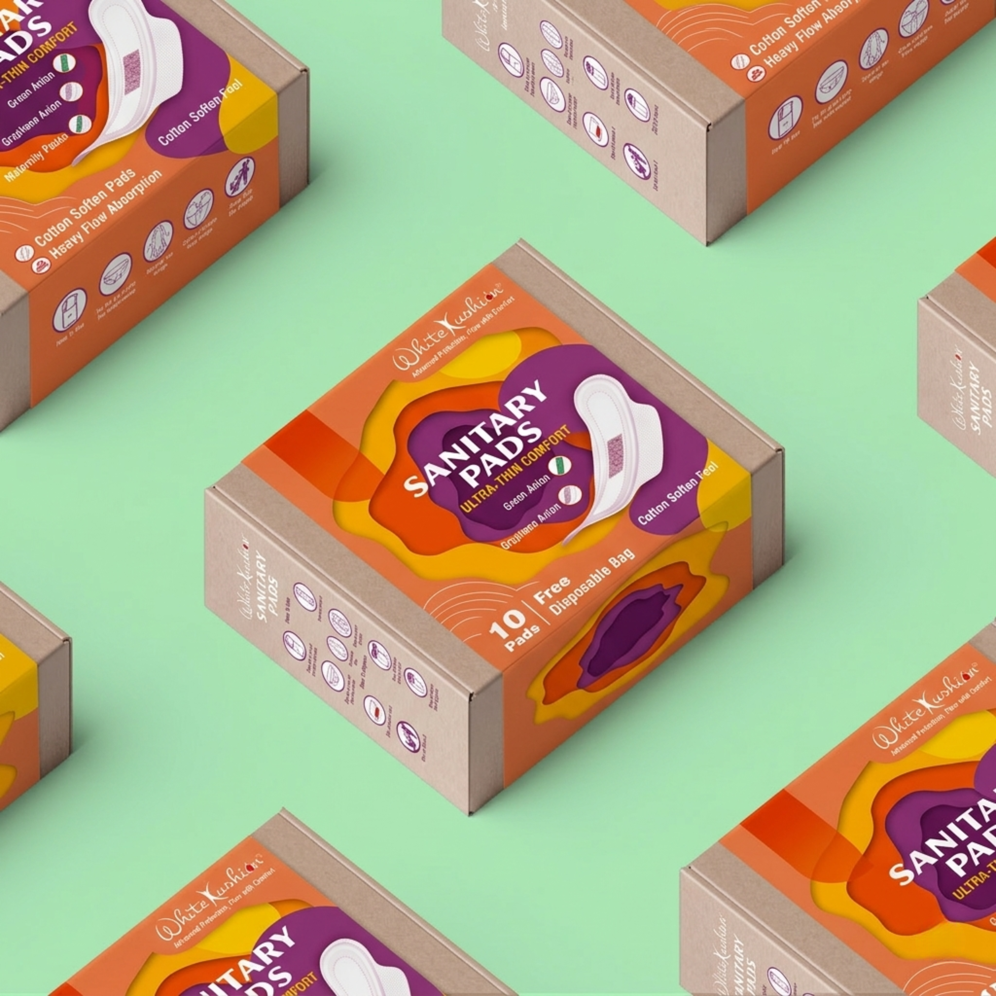 White Kushion Anion Sanitary Pads
