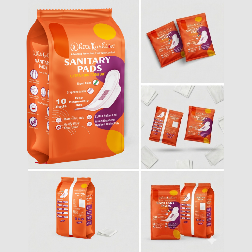 White Kushion Sanitary Pad | Pack of 2 (1+1)