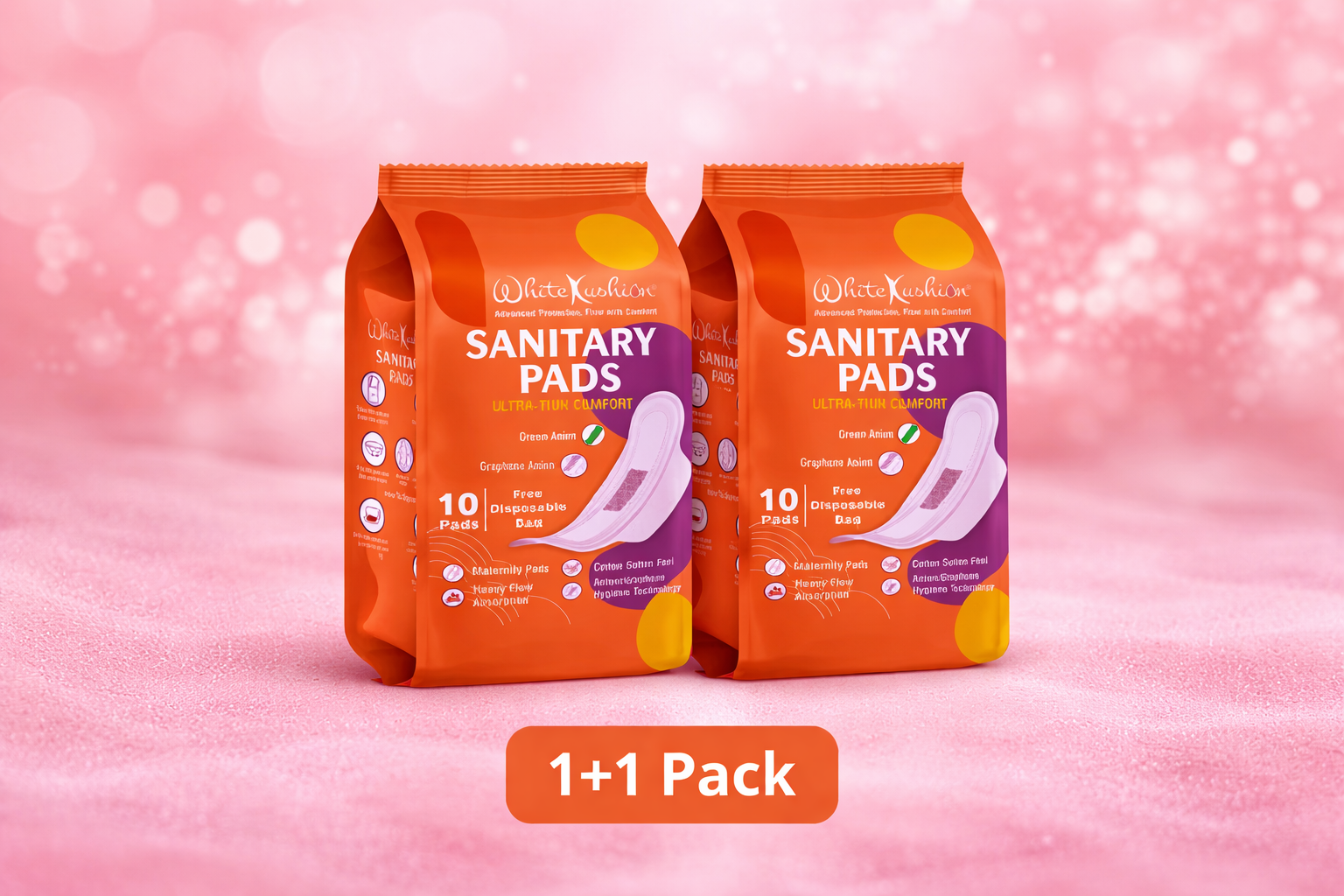 White Kushion Sanitary Pad | Pack of 2 (1+1)